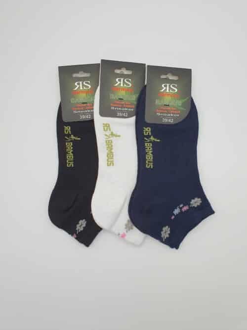3 Paar Bambus Sneaker-Socken "Glücksblatt"