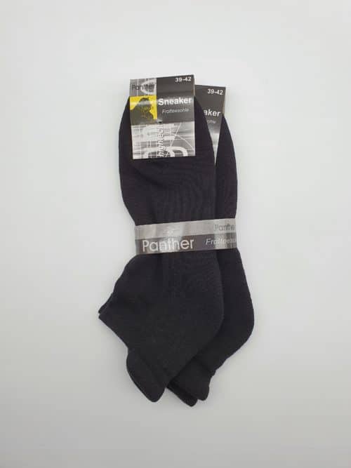2 Paar Herren Baumwoll-Sneaker-Socken "Frotteesohle" Schwarz