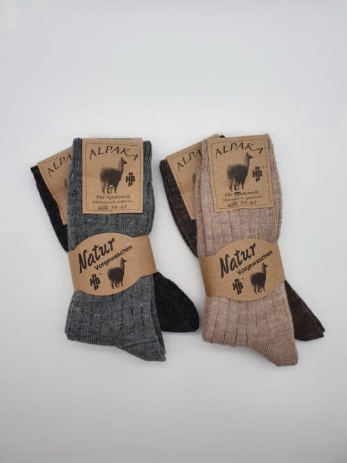 2 Paar Herren Wollsocken mit (Alpaka) feingestrickt