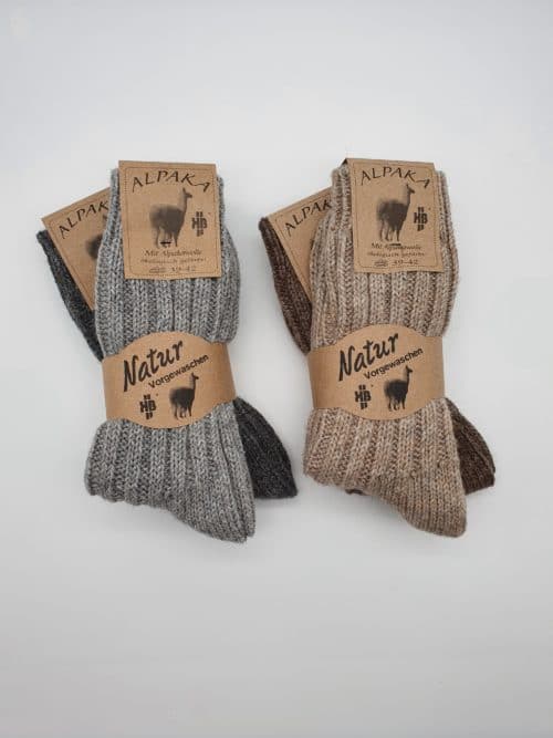 2 Paar Herren Wollsocken mit (Alpaka) grobgestrickt