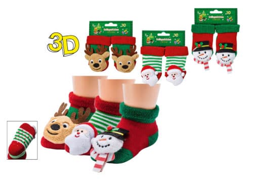 1 Paar Erstlings-Rassel-Söckchen "Weihnachten" mit ABS