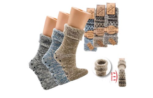 1 Paar Herren Thermo Wollsocken mit Umschlag "ABS"