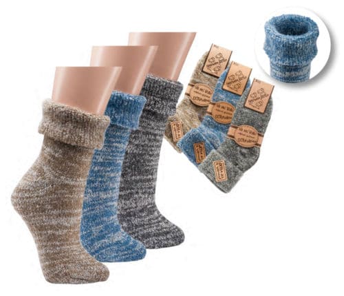 1 Paar Herren Thermo Wollsocken mit Umschlag