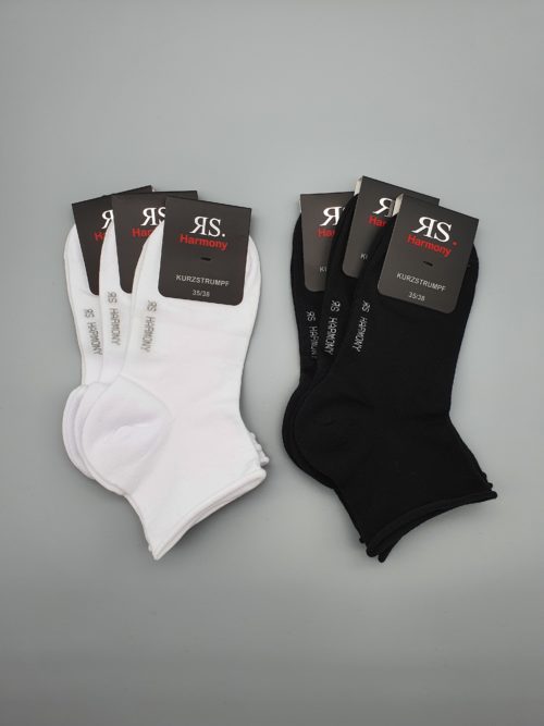3 Paar Damen Baumwoll-Kurzschaftsocken "Rollrand"