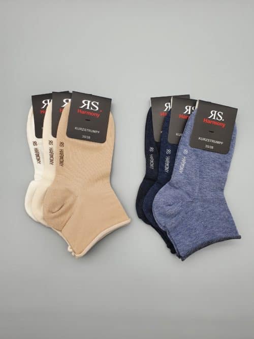 3 Paar Damen Baumwoll-Kurzschaftsocken "Rollrand"