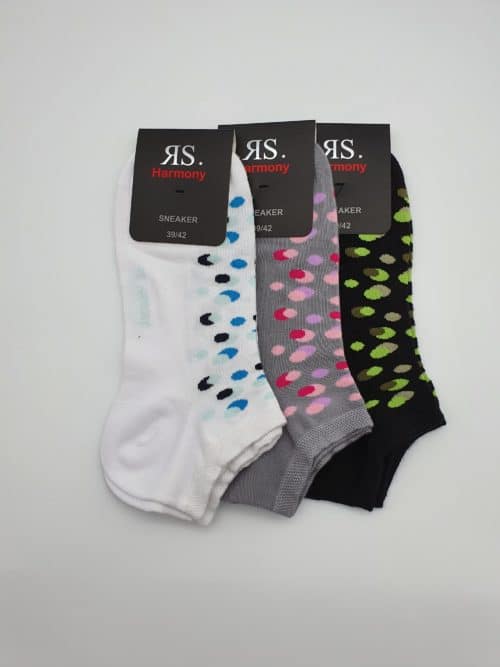 3 Paar Damen Baumwoll-Sneaker-Socken "Tropfen"