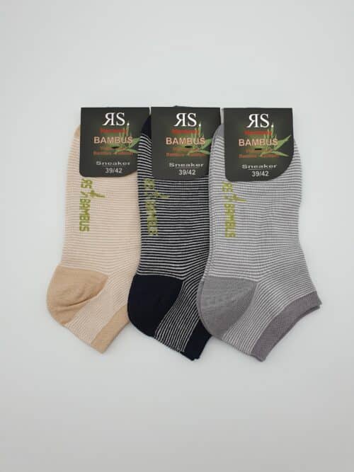 3 Paar Bambus Sneaker-Socken "Streifen"